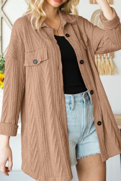 Veste femme rétro Camel à épaules tombantes et boutonnage intégral