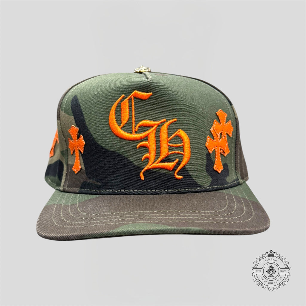 Casquette Chrome Hearts Cross Patch Camouflage / Orange