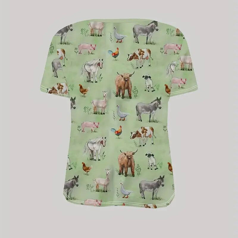 T-shirt à manches courtes ras du cou imprimé animalier intégral