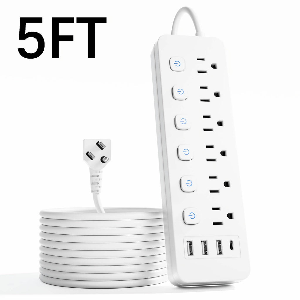 Multiprise 10-en-1 – 6 prises CA, 3 ports USB-A, 1 port Type-C