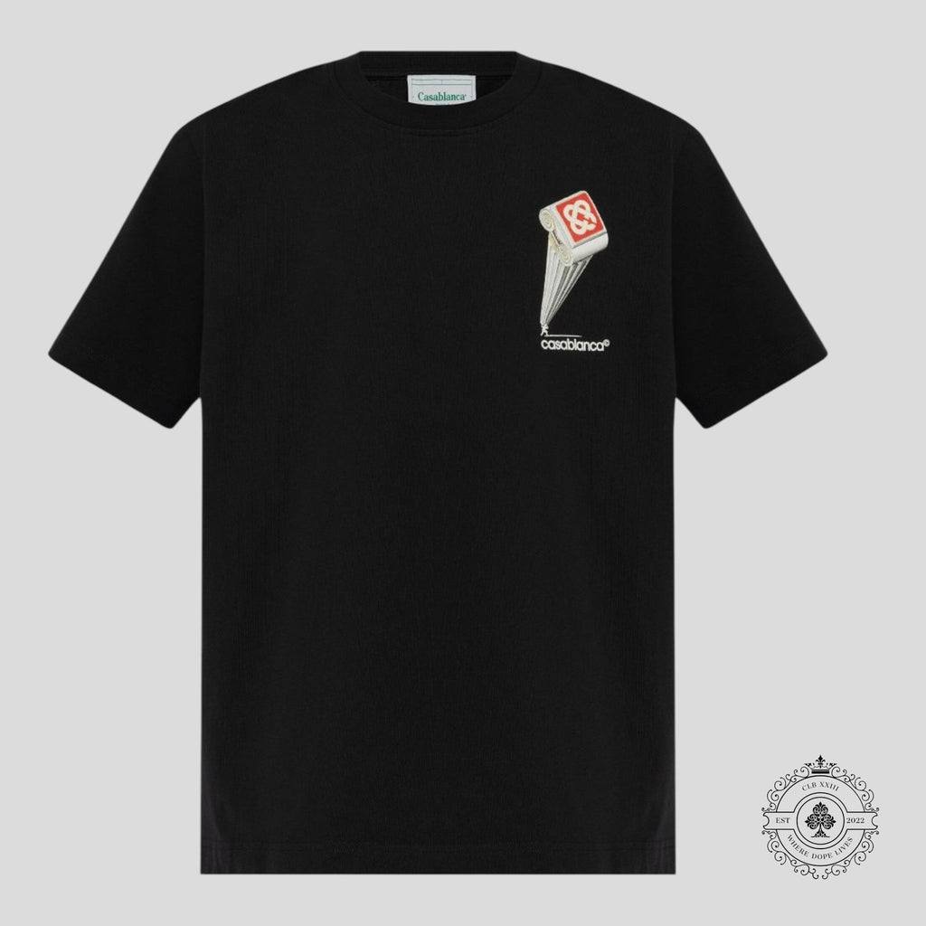 T-shirt Casablanca à motif colonne penchée noir