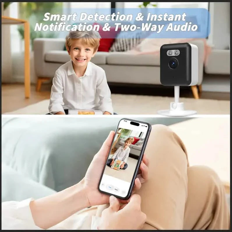 Caméra de sécurité intelligente 3MP – Vision nocturne, audio bidirectionnel, détection de mouvement, compatible Alexa