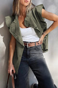 Gilet veste en jean uni Green Bay Ruffle