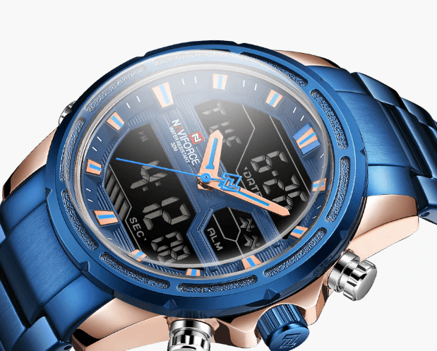 Montre-bracelet homme, Montres analogiques et numériques étanches multifonctions en acier inoxydable pour homme, Cadeau parfait