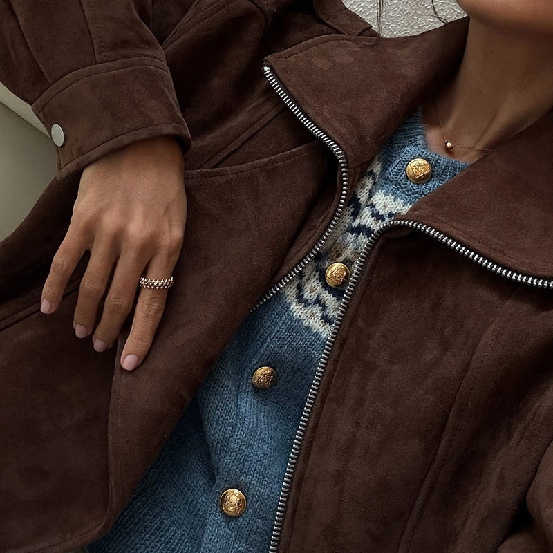 Veste décontractée zippée pour femme