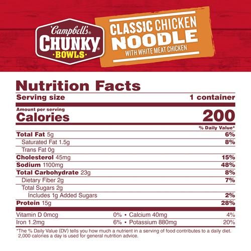 Soupe consistante Campbell's, soupe classique aux nouilles et au poulet, bol de 15,25 oz pour micro-ondes