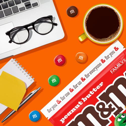 M&M's Beurre de Cacahuète Chocolat au Lait, Format Familial, Sachet de 487,6 g