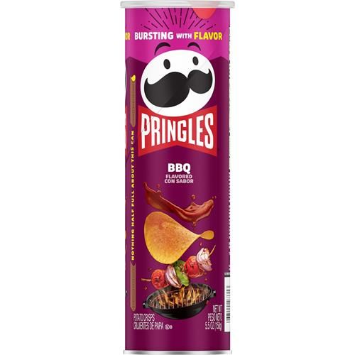 Pringles Chips de pommes de terre, collations pour le déjeuner, collations nomades, barbecue, boîte de 155 g (1 boîte)