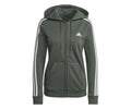 adidas Sweat à capuche zippé en molleton Essentials 3-Stripes pour femme - VERT OXYDE BLANC