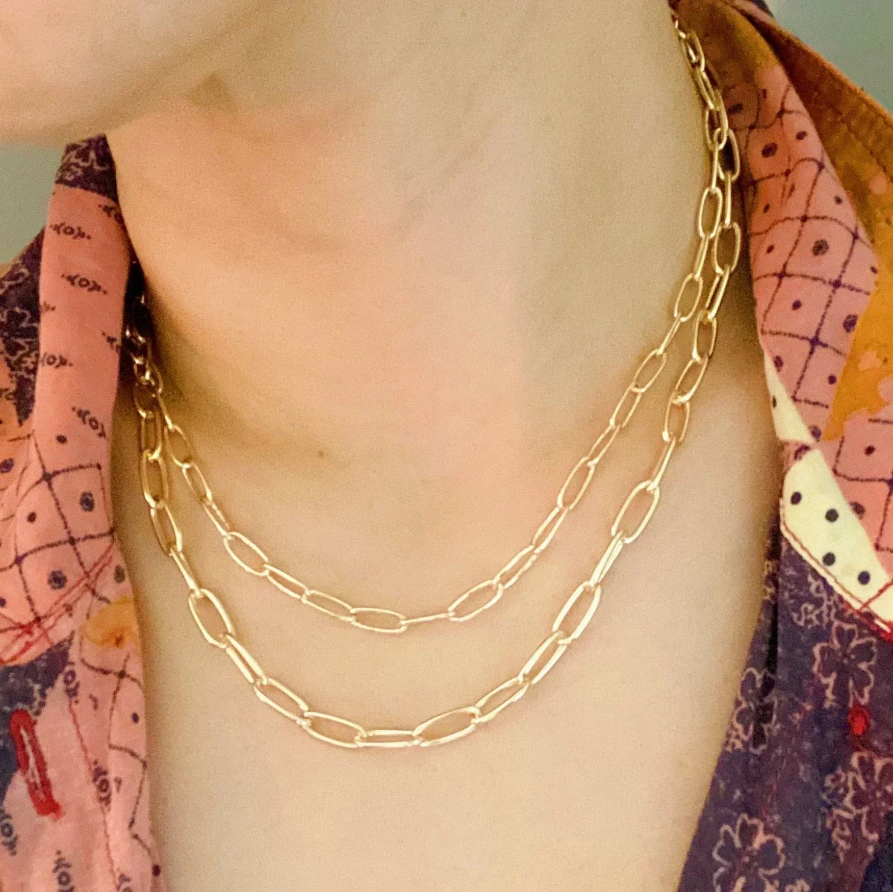 Collier à double chaîne en maille gourmette