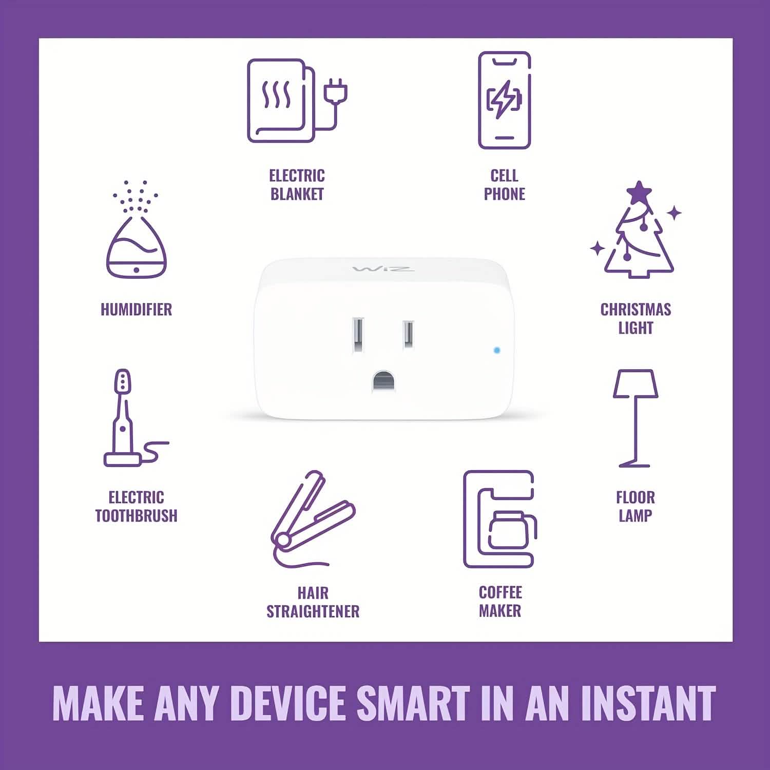 Lot de 2 : Prise intelligente Wi-Fi – 15A, minuterie et contrôle par application, compatible avec Alexa et Google Home