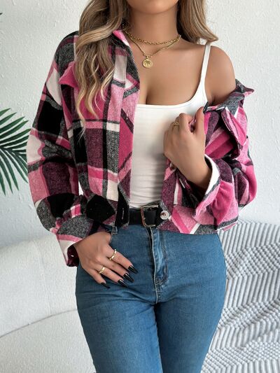 Veste à carreaux boutonnée à manches longues pour femme, confortable, tendance et décontractée, veste simple