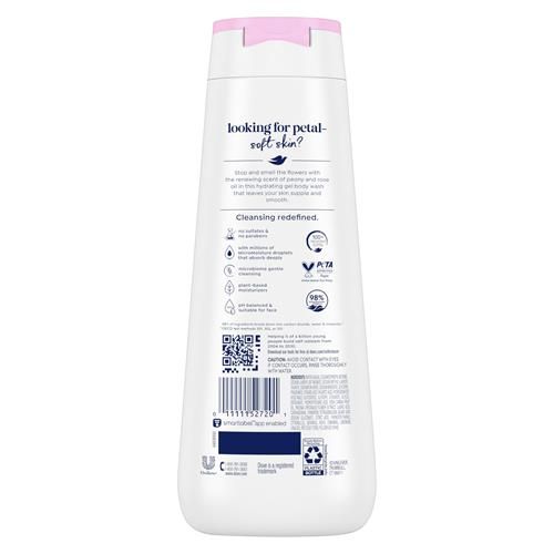 Dove Gel Douche Soin Douceur Pivoine & Huile de Rose Pour une Peau Douce Comme une Lotion Pendant 24h Nettoyant Hydratant Sans Sulfates Sans Parabènes 591 ml