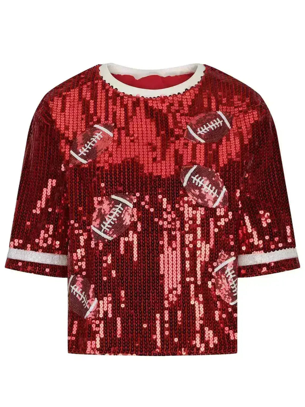 Haut de football à paillettes – Blouse étincelante à demi-manches | Femstylo