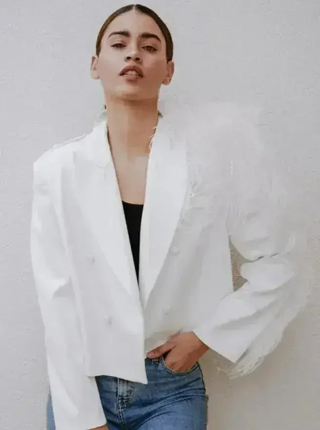 Blazer Lydia en plumes d'autruche
