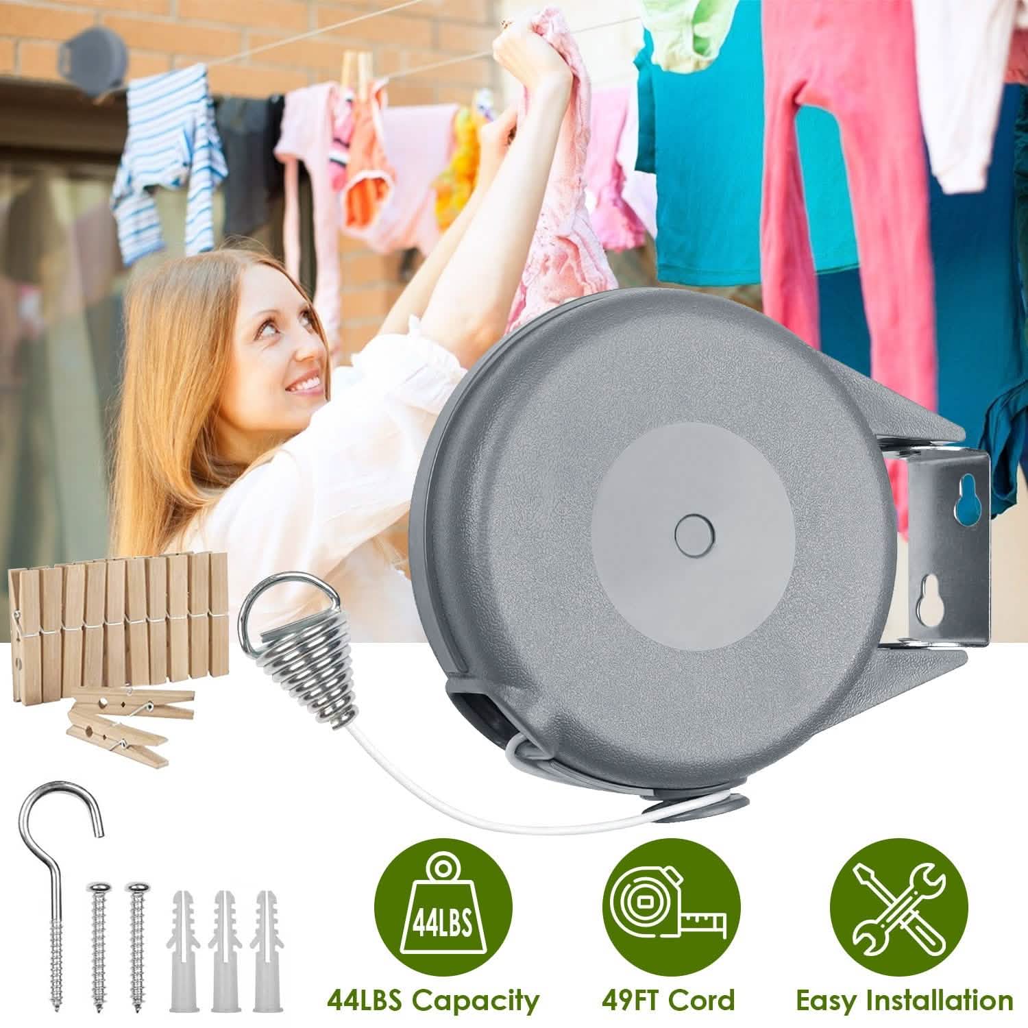 Corde à linge rétractable de 15 m