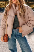 Doudoune matelassée zippée rose abricot