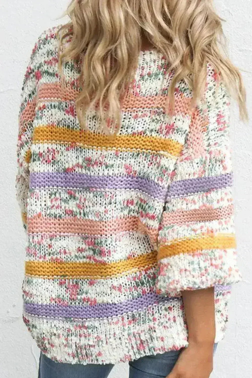 Pull à manches longues rayures contrastantes | Femstylo
