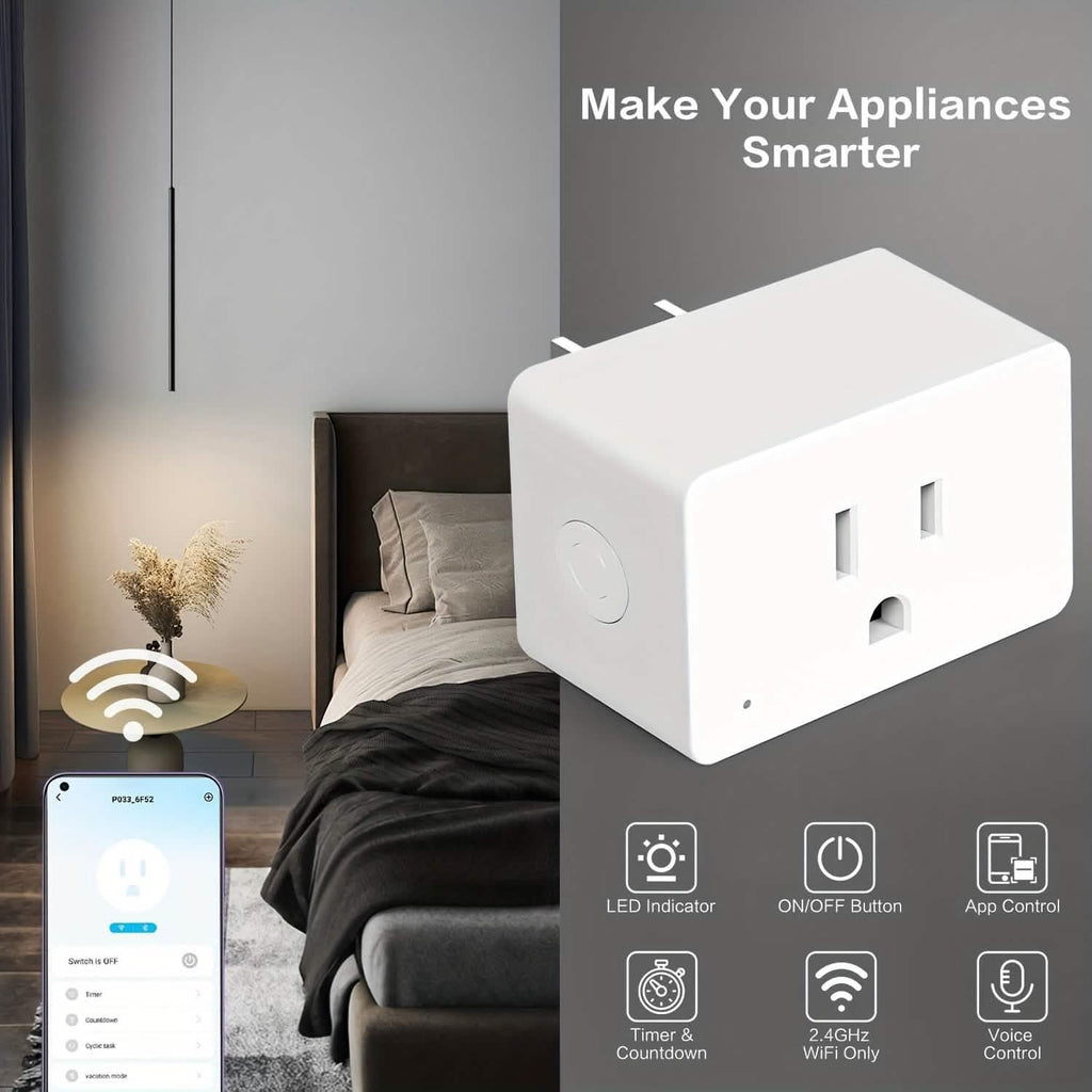 Lot de 2 : Prise intelligente Wi-Fi – 15A, minuterie et contrôle par application, compatible avec Alexa et Google Home