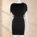 Robe midi moulante sans manches avec empiècements en maille et taille haute pour femme
