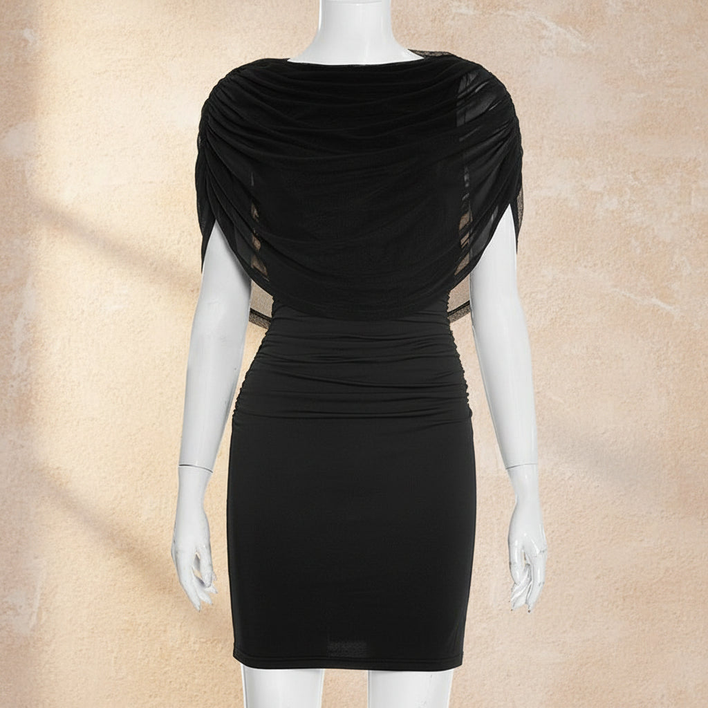 Robe midi moulante sans manches avec empiècements en maille et taille haute pour femme
