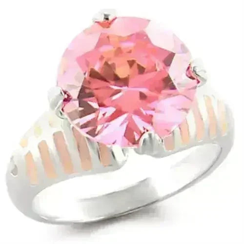 Bague en argent sterling 925 rose avec oxydes de zirconium – Élégance romantique