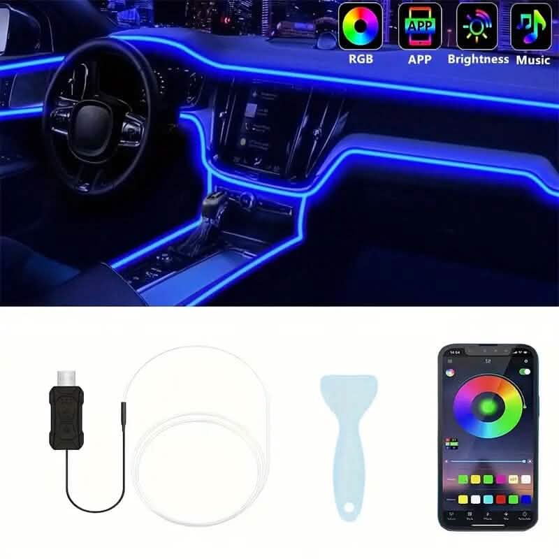 Bande LED RGB pour intérieur de voiture de 4,98 mètres