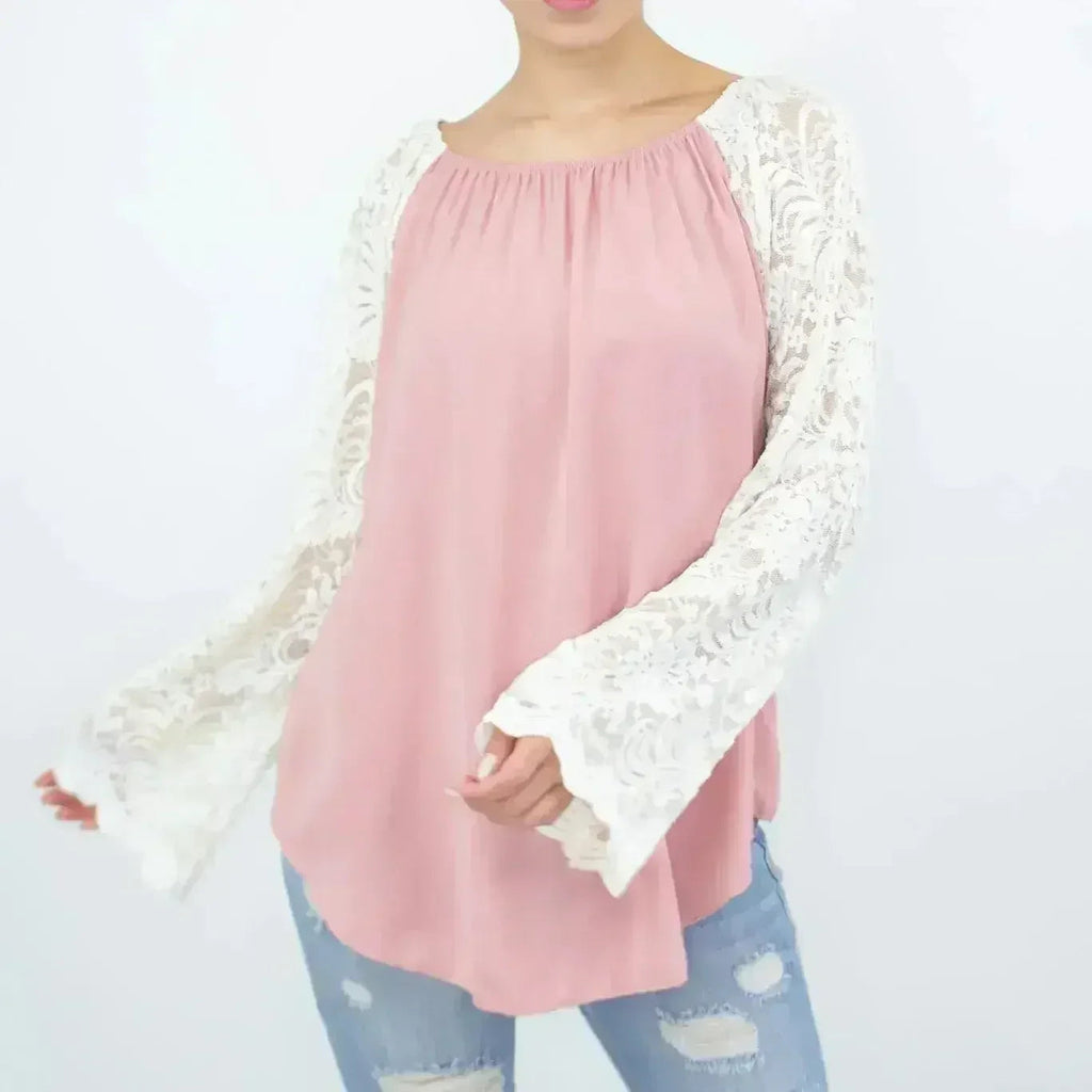 Haut sans manches en dentelle - Rose | Mode Femstylo | Fabriqué aux États-Unis