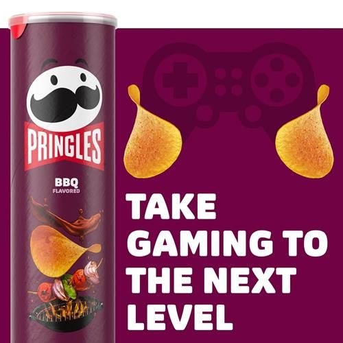 Pringles Chips de pommes de terre, collations pour le déjeuner, collations nomades, barbecue, boîte de 155 g (1 boîte)