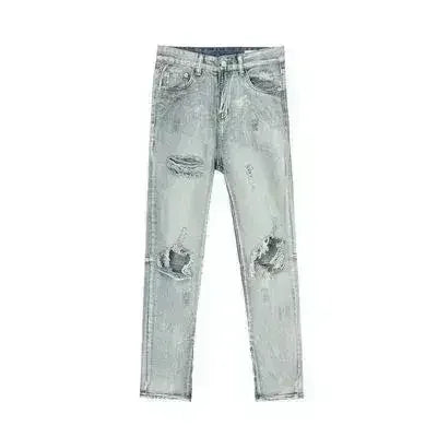 Jean usé avec poches et zip latéral