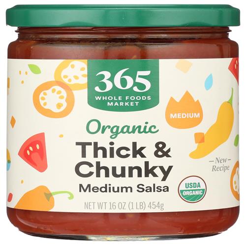 Salsa biologique épaisse et généreuse à l'intensité moyenne, 453 g, de Whole Foods Market