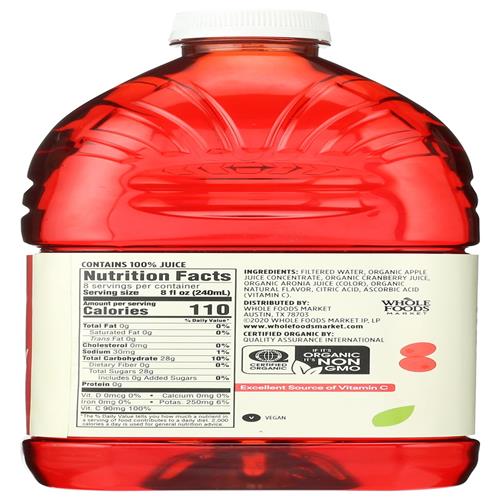 Jus de canneberge et de pomme biologique Whole Foods Market, 64 fl oz