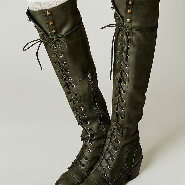 Bottes cuissardes pour femme – Bottes d'hiver élégantes à bout rond