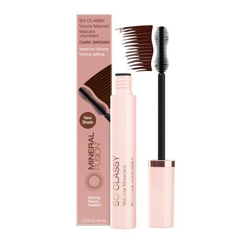 Mineral Fusion So Classy Volumizing & Lengthening Mascara, 0.3 Fl Oz, Dark Brown, Eye Makeup For Dramatic, Fuller Lashes, Helps Prevent Caking, Flaking & Smudging