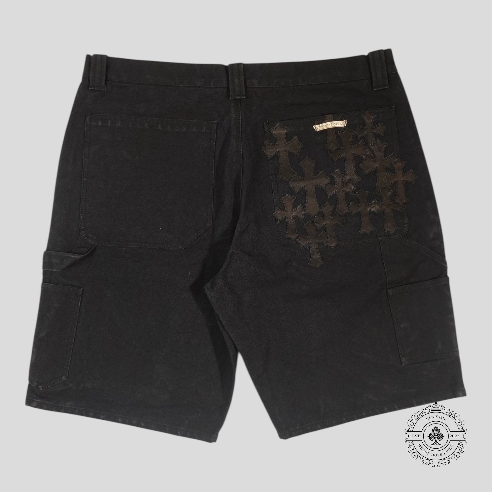 Shorts de charpentier Chrome Hearts 13 Cross Patch noirs