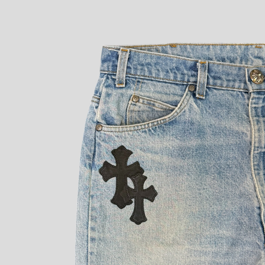 Jeans Chrome Hearts à croix brodées