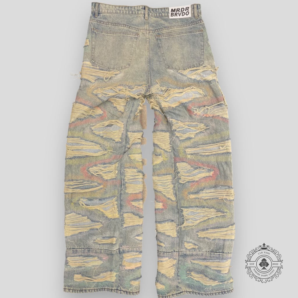Who Decides War broderie latérale multicolore denim