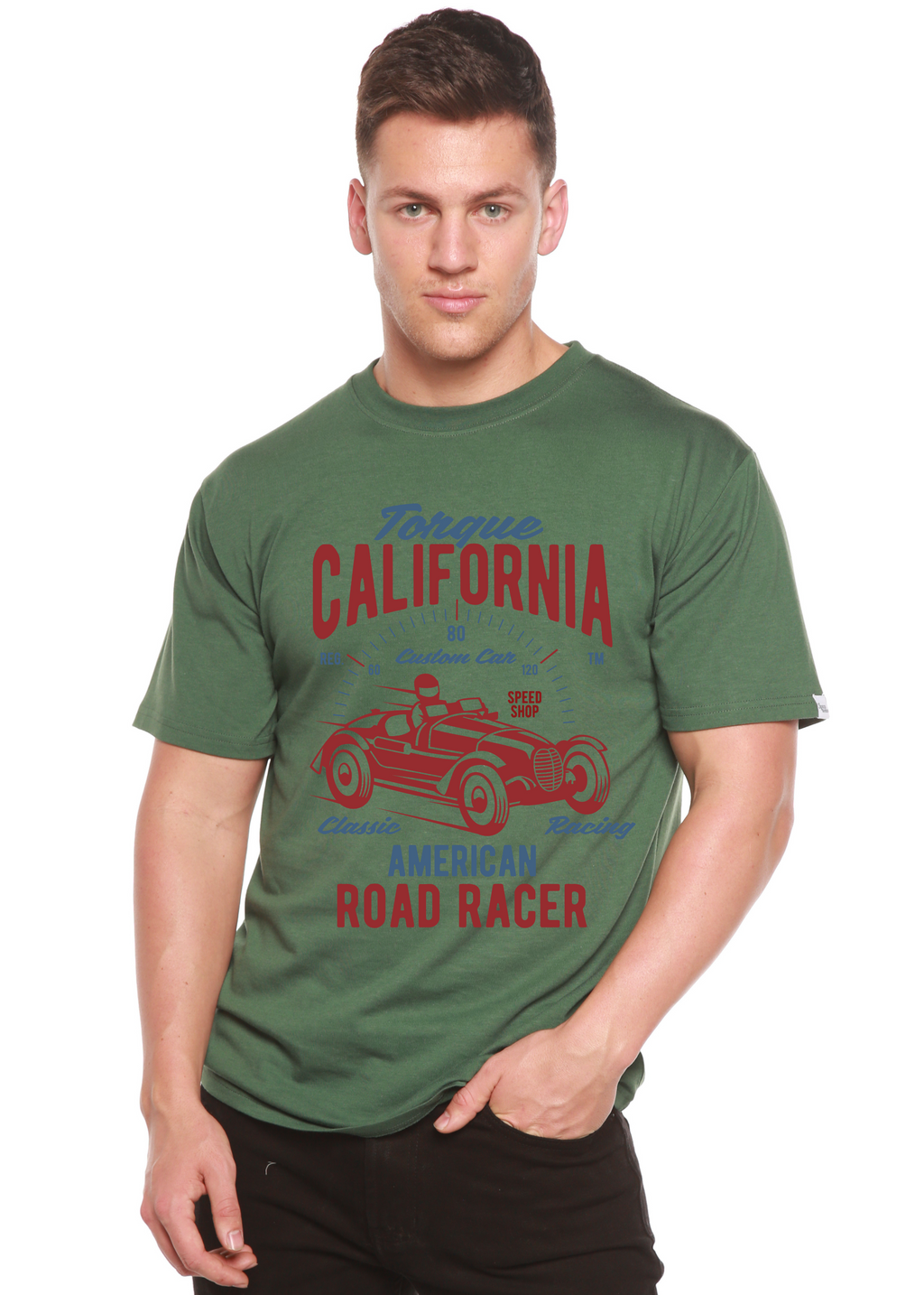 T-shirt graphique Torque California à manches courtes en viscose de bambou/coton biologique filé pour hommes