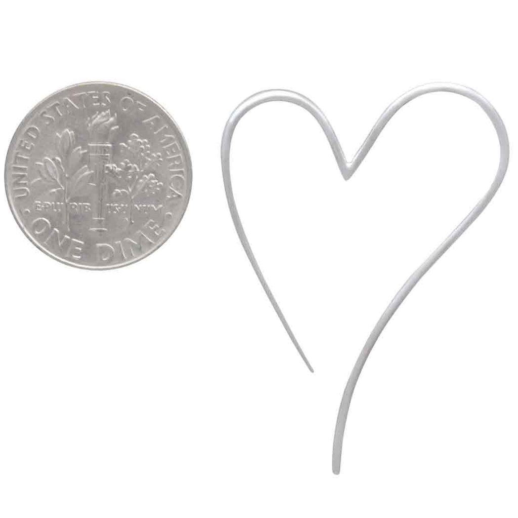 Boucles d'oreilles créoles cœur en fil d'argent sterling – 39x28mm