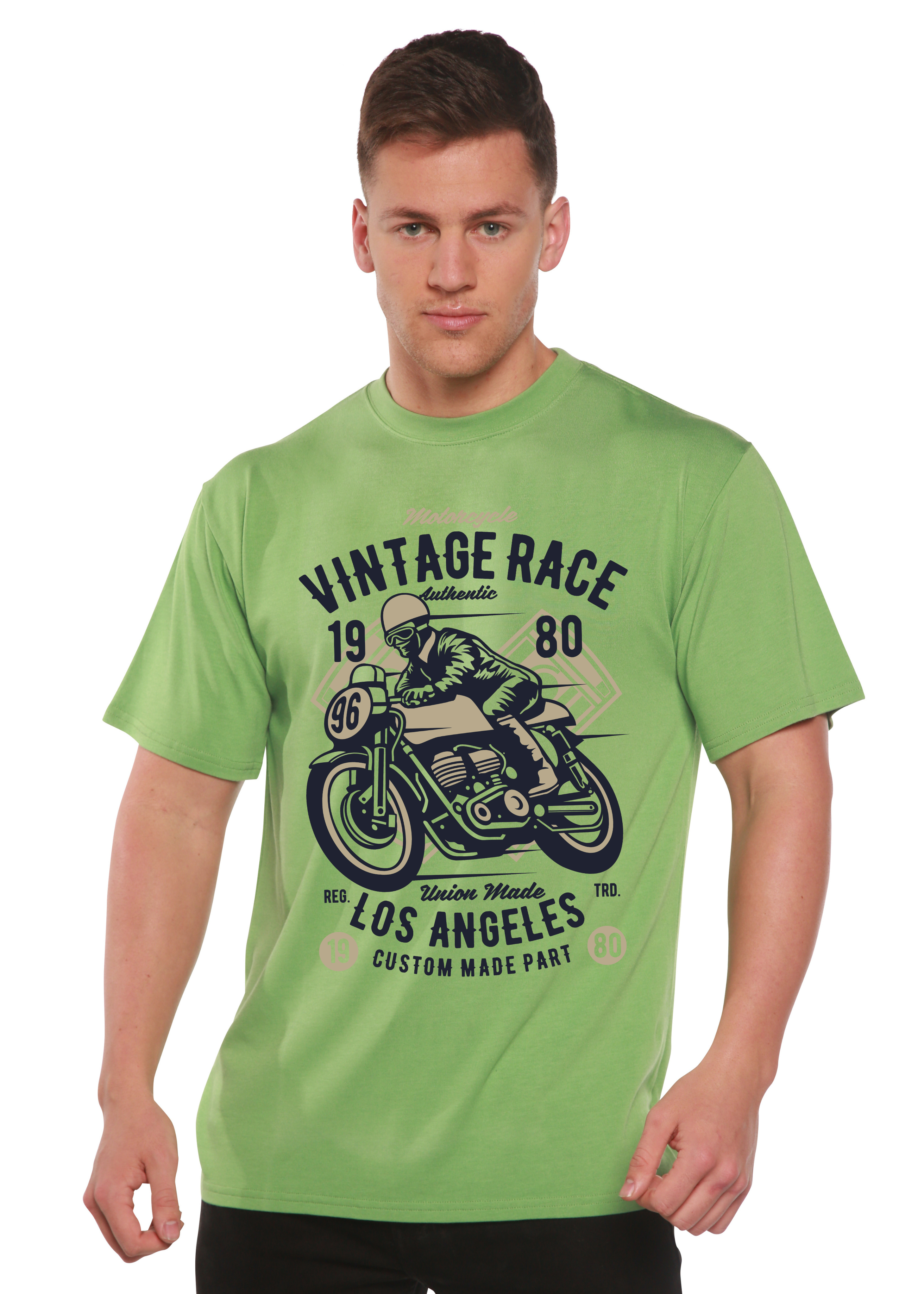 T-shirt graphique à manches courtes en bambou viscose/coton biologique Spun Bamboo® Vintage Race pour homme