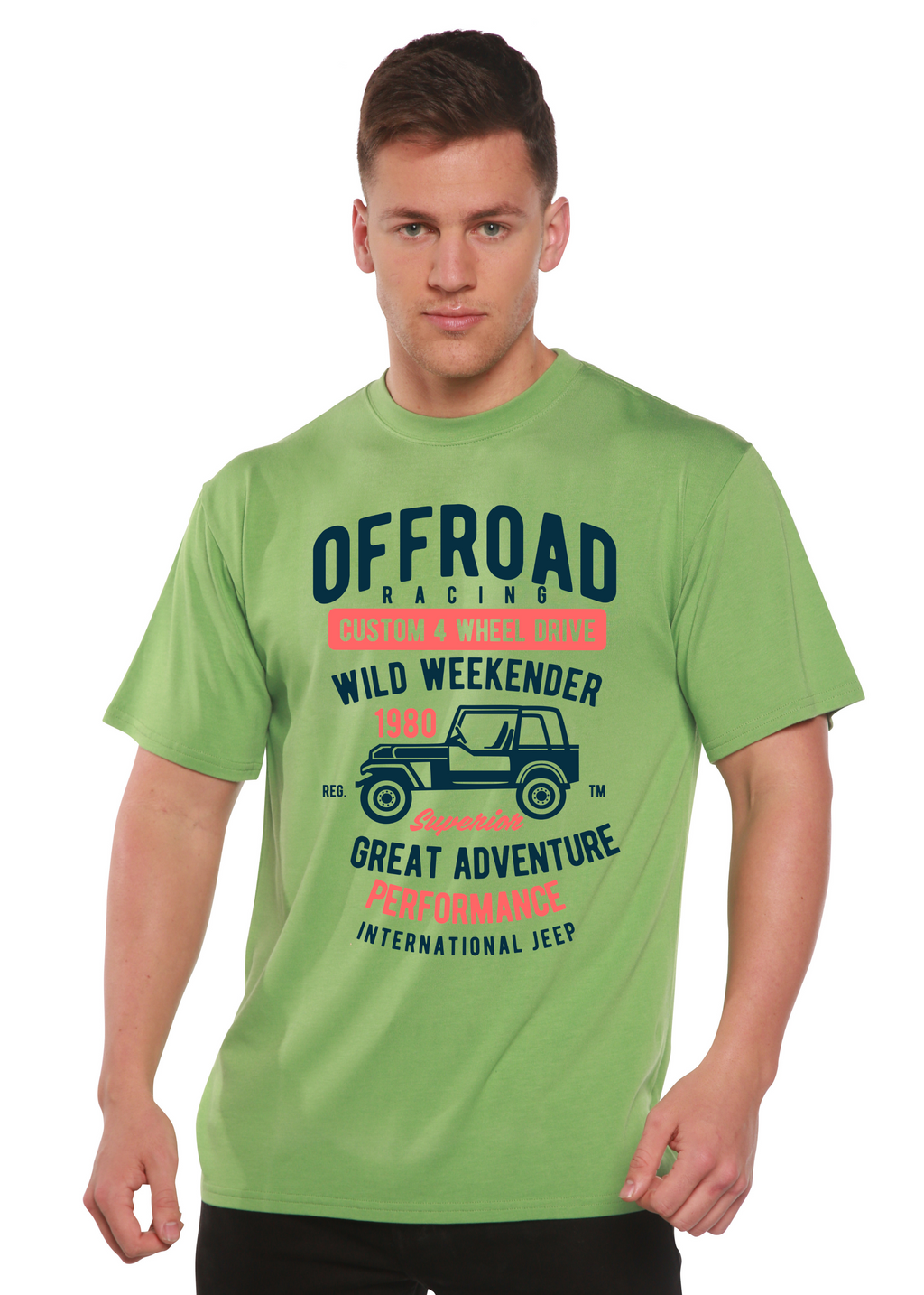 T-shirt graphique Off Road Racing en bambou Spun Bamboo® pour homme, en viscose de bambou/coton biologique, à manches courtes