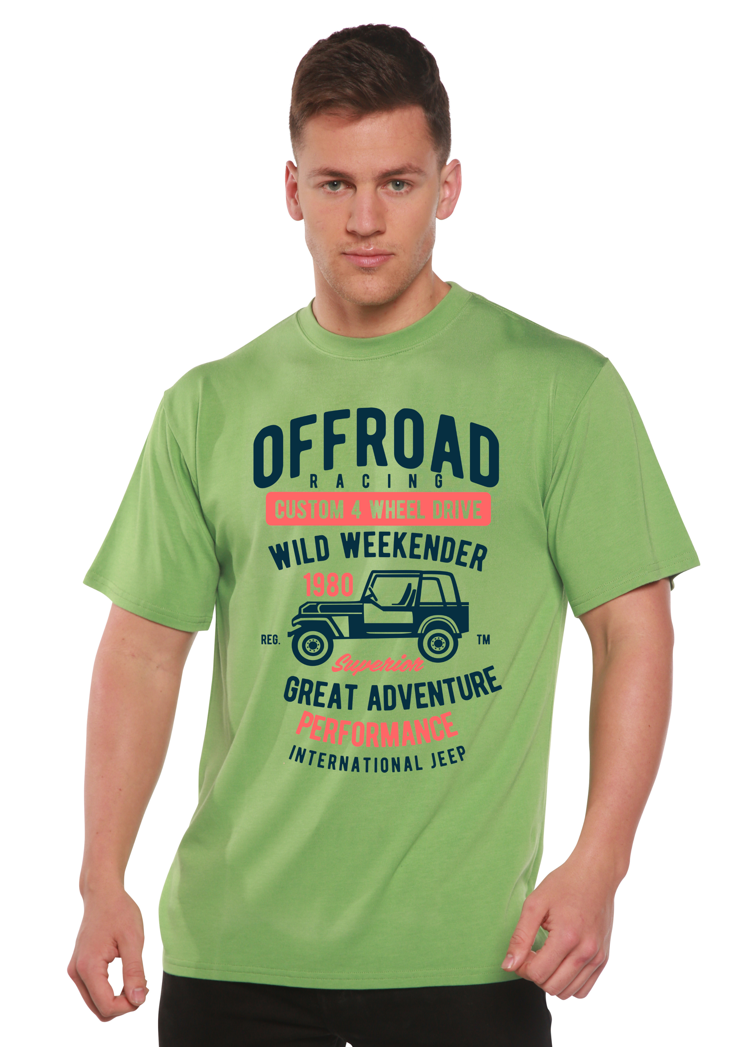 T-shirt graphique Off Road Racing en bambou Spun Bamboo® pour homme, en viscose de bambou/coton biologique, à manches courtes