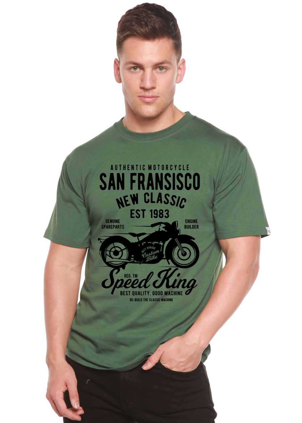 T-shirt à manches courtes San Francisco Spun Bamboo® en viscose de bambou/coton biologique pour homme avec motif graphique