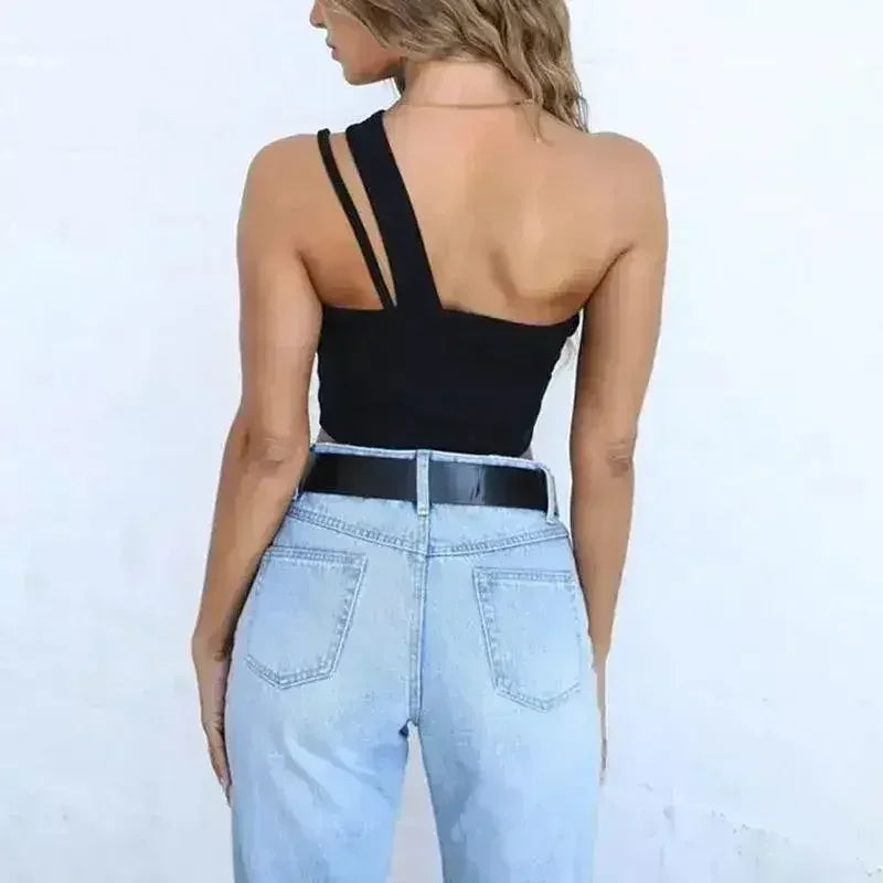 Haut court Glamaker asymétrique à cordon de serrage – moulant et sexy