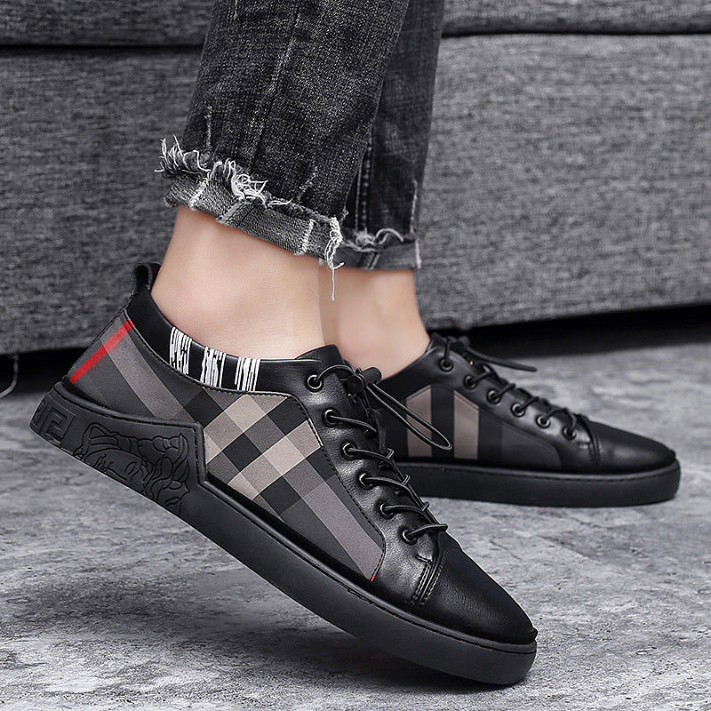 Baskets de mode noires pour hommes, respirantes, chaussures de skateboard, baskets de haute qualité, chaussures décontractées en cuir véritable, chaussures de marche confortables et tendance