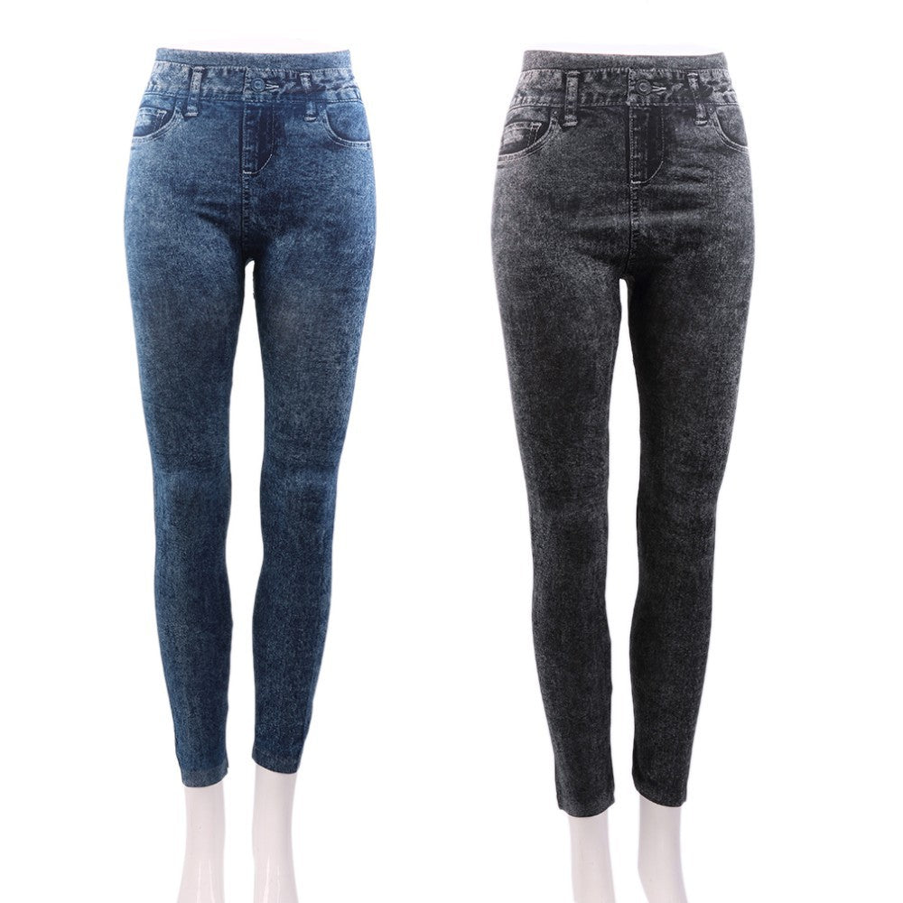 Pantalon leggings élégant taille unique pour femme, avec poches, coupe slim, pour le fitness, bleu noir, legging classique femme avec poches, en jean élastique extensible