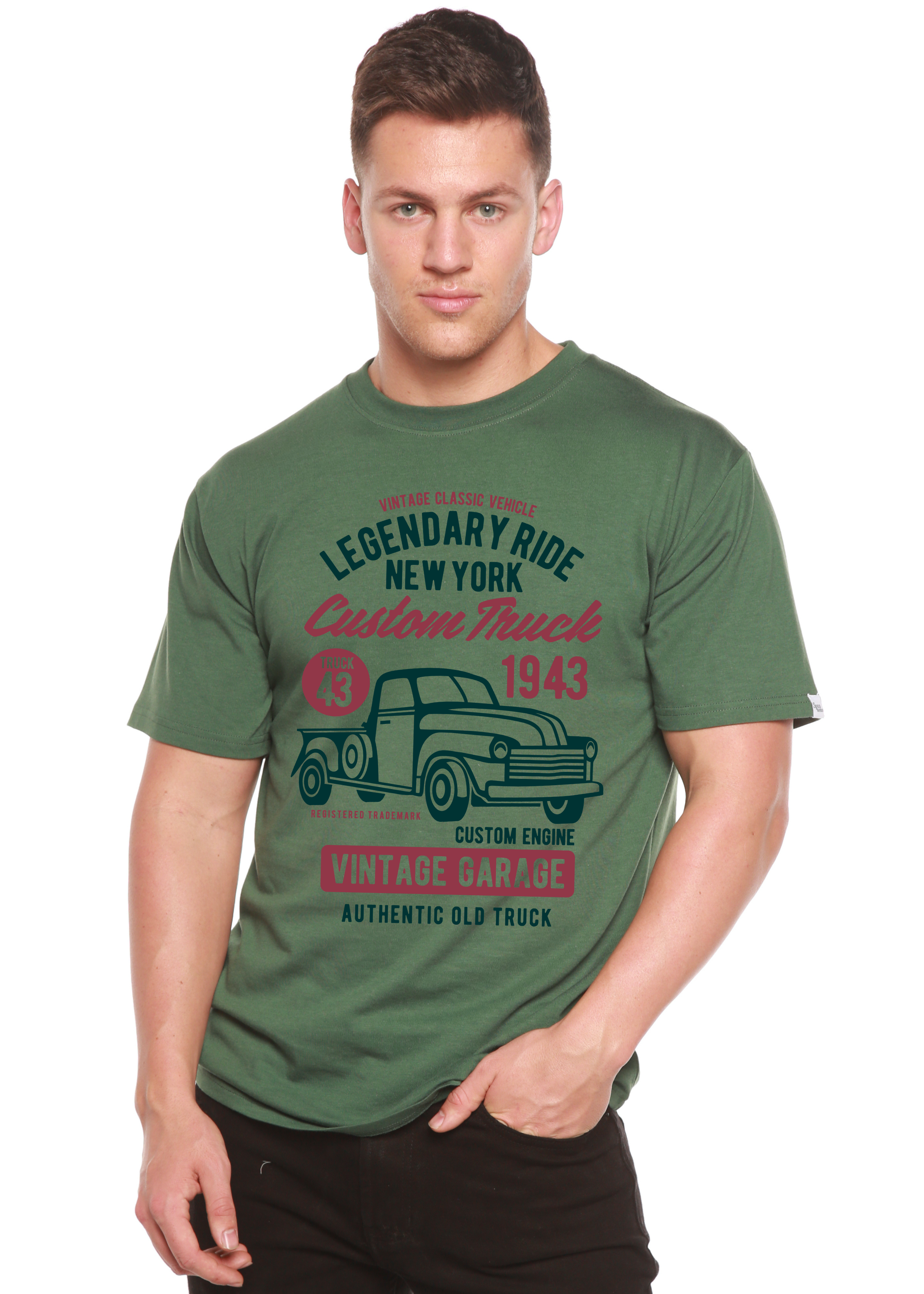 T-shirt graphique Legendary Ride à manches courtes pour homme en bambou, viscose et coton biologique