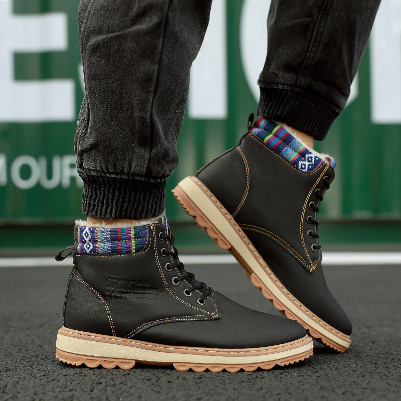 Bottes Souples d'Affaires pour Hommes Chaussures d'Hiver Bottes de Neige Imperméables avec Doublure Chaude en Peluche Chaussures d'Hiver Bottes Décontractées Bottes de Randonnée d'Hiver Doublure Extérieure Antidérapante Chaussures de Sport d'Extérieur