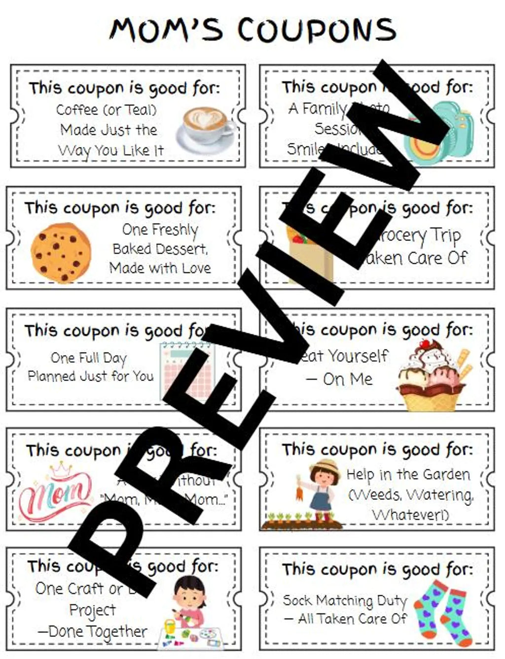DIY Mom's Coupon Book – Printable Gift from Kids