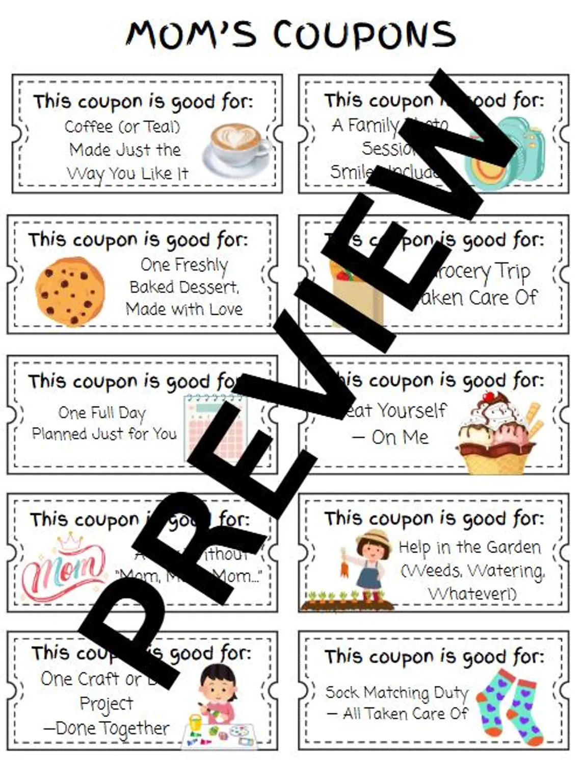 DIY Mom's Coupon Book – Printable Gift from Kids